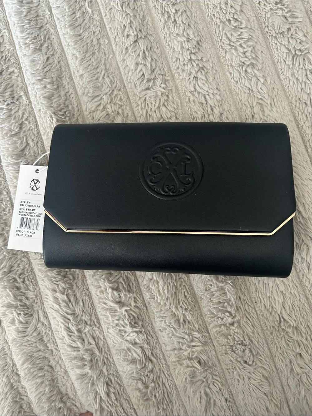 NWT CXL by Christian Lacroix Madison Smooth Clutch w/ Detachable Chain Bag